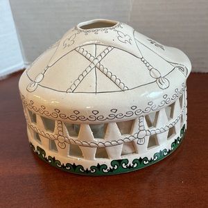 Yurt Central Asia ceramic candle holder Mongolia